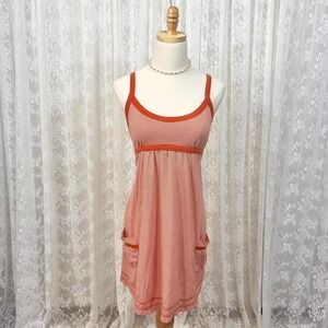 Vintage‎ Y2K No Boundaries Orange Striped Mini Tank Top Dress Coverup Women's M